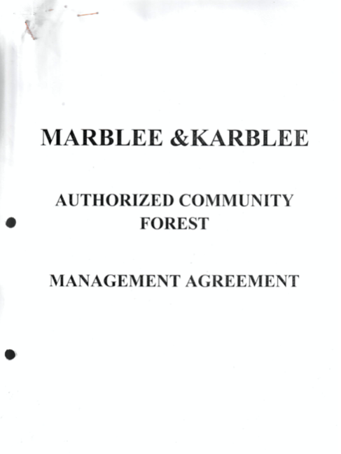 MARBLEE & KARBLEE AUTHORIZED COMMUNITY FOREST MANAGEMENT AGREEMENT DISTRICTS 1&2 G. BASSA