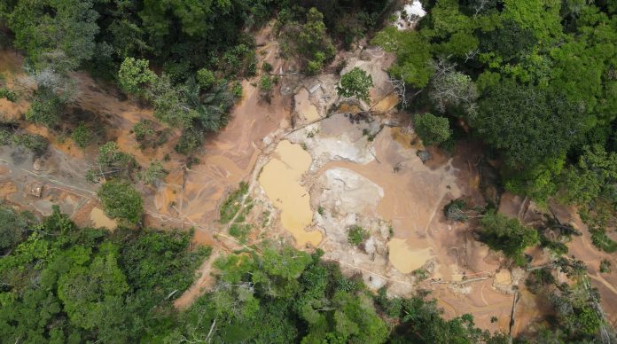 Drone shot of Golden Trip's mine in Kpeteyea